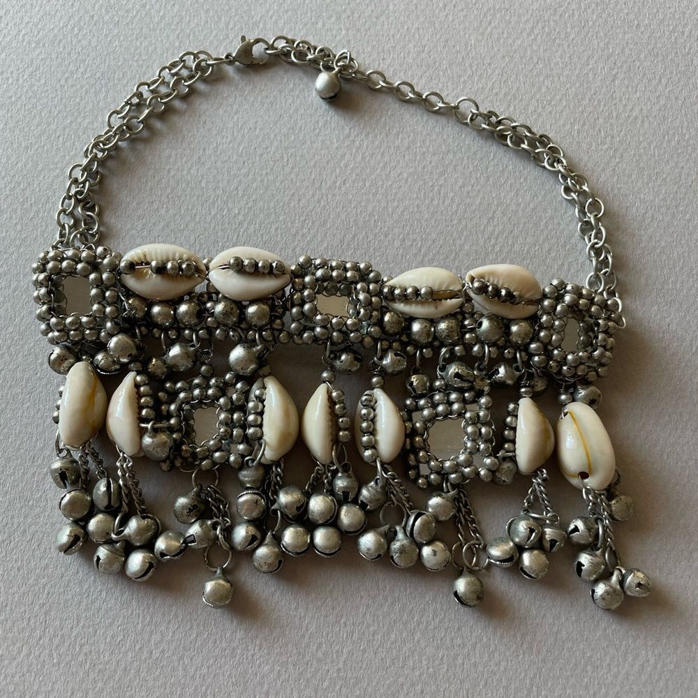Free People Silver-Tone Cowrie Shell Statement Necklace